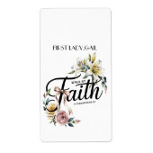 Walk by Faith Floral Scripture Design Etiket (Voorkant)