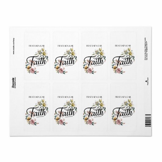 Walk by Faith Floral Scripture Design Etiket (Full Sheet)