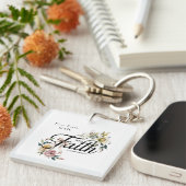 Walk by Faith Floral Scripture Design Sleutelhanger (Voorkant Rechts)