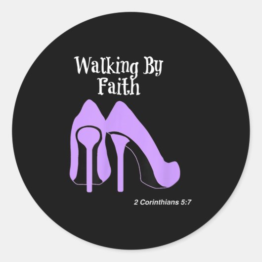 Walk By Faith Graphic Christian Design With Purple Ronde Sticker (Voorkant)