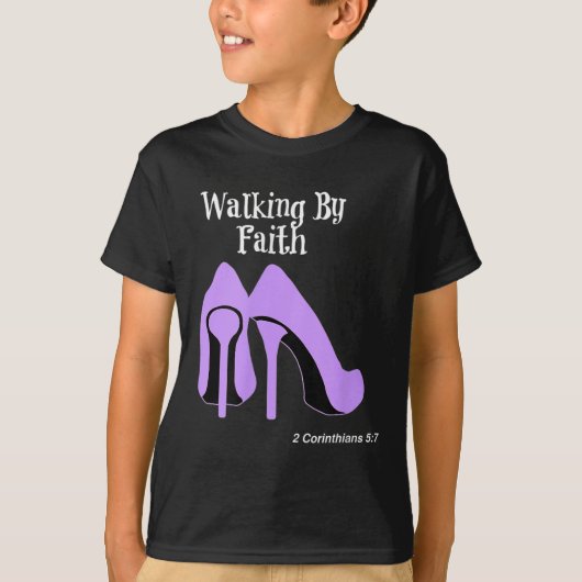 Walk By Faith Graphic Christian Design With Purple T-shirt (Voorkant)