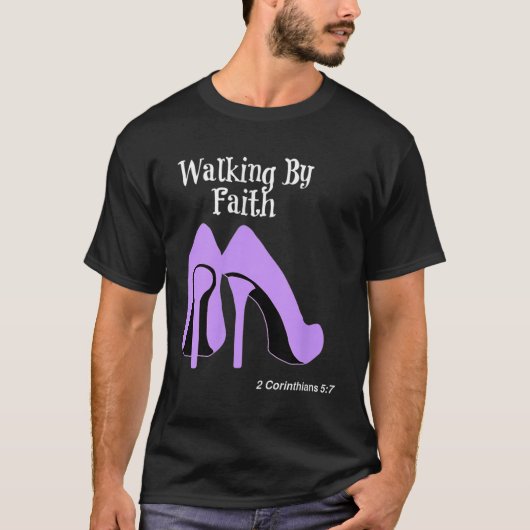 Walk By Faith Graphic Christian Design With Purple T-shirt (Voorkant)