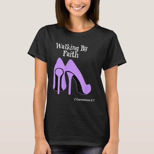 Walk By Faith Graphic Christian Design With Purple T-shirt (Voorkant)