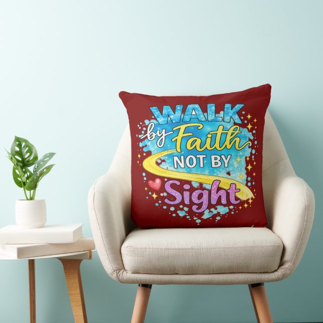 Walk by Faith Not by Sight Inspirational Throw Pil Kussen (Stoel)