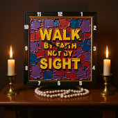 Walk By Faith Not By Sight Textured Art Vierkante Klok