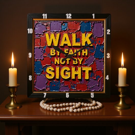 Walk By Faith Not By Sight Textured Art Vierkante Klok