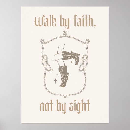 Walk by Faith Not by Sight Westerne Cowgirl Bijbel Poster (Voorkant)