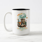 Walk By Faith....  Tweekleurige Koffiemok (Links)