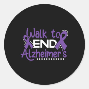 Walk Dementia Warrior Paarse Lint Awareness Ronde Sticker