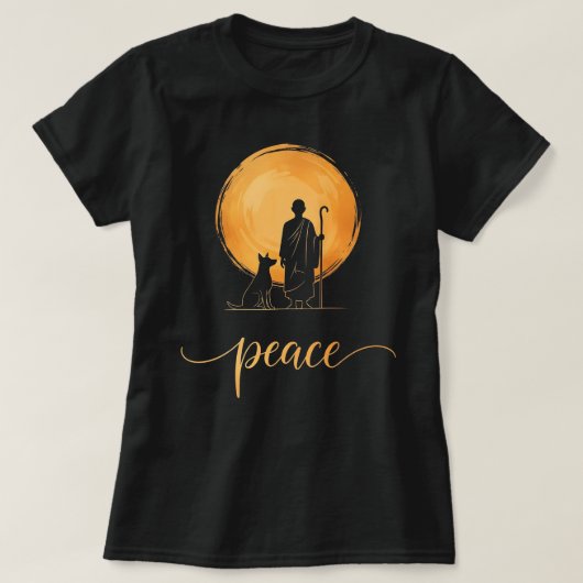 Walk for Peace Monks with Aloka Dog T-shirt (Design voorkant)