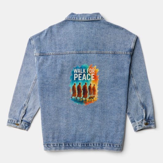 Walk For Peace – Regenachtige monnikenmars Spat-ar Denim Jacket (Achterkant)