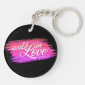 Walk in Love Bible Quote Valentijn | Button Sleute Sleutelhanger (Achterkant)
