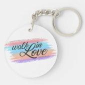 Walk in Love Bible Quote Valentijn | Button Sleute Sleutelhanger (Achterkant)