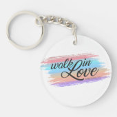 Walk in Love Bible Quote Valentijn | Button Sleute Sleutelhanger (Voorkant)
