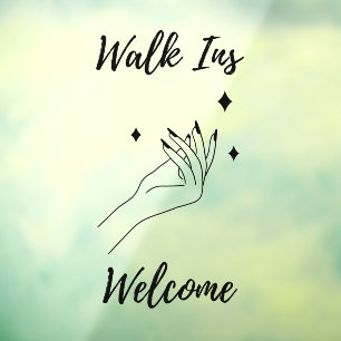 Walk Ins Welkom Nagelsalon Zwart Raamsticker