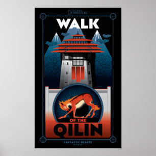 Walk van de grafische kaart van de Qilin Mountain Poster
