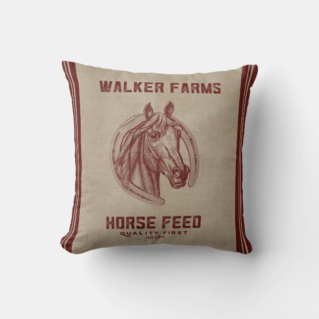 Walker Boerderijen Horse Feed Sack Kussen (Voorkant)