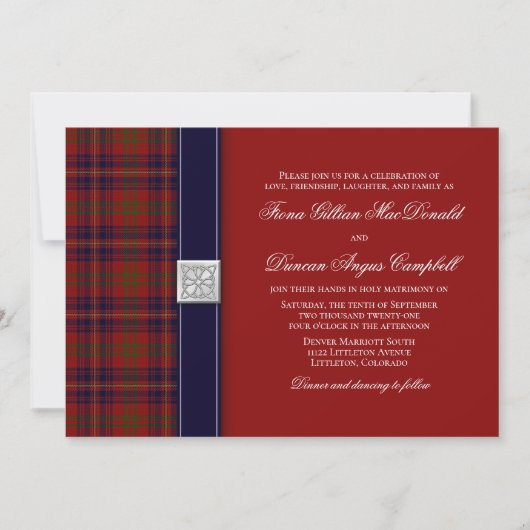 Walker Evening Tartan Celtic Wedding Uitnodiging (Voorkant)