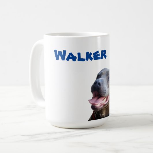 Walker Name with Staffy Bull Terrier, Coffee Mok (Voorkant links)