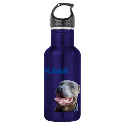 Walker Name with Staffy Bull Terrier, Water Bottle Waterfles (Voorkant)