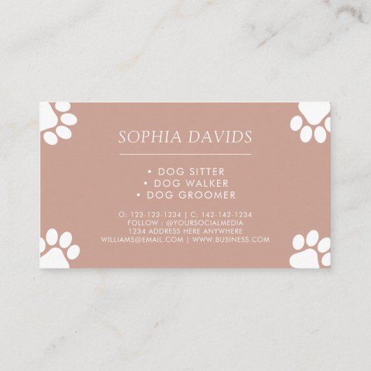 Walker Pet Sitting Business Custom Foto Visitekaartje (Achterkant)