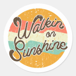Walkin op Sunshine Retro Ronde Sticker