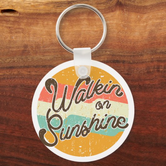 Walkin op Sunshine Retro Sleutelhanger (Voorkant)