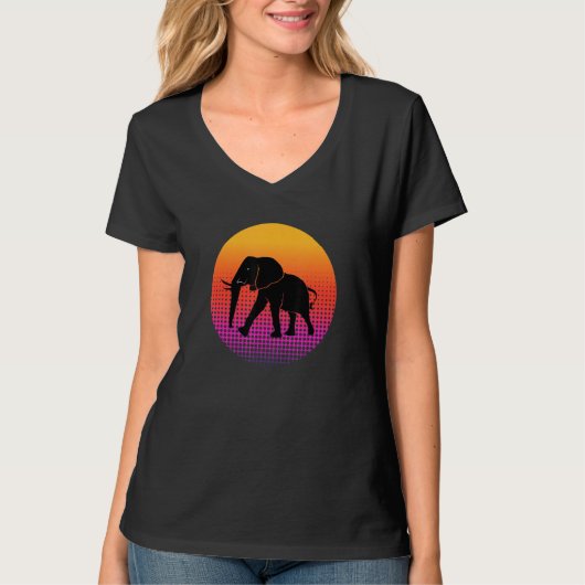 Walking African Elephant Animal Silhouette Sunset T-shirt (Voorkant)