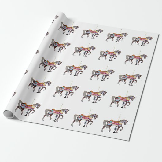 Walking Black Carousel Horse Cadeaupapier (Uitgerold)