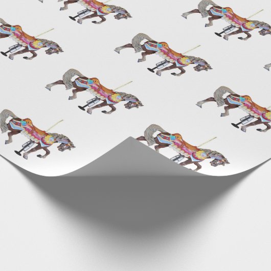 Walking Black Carousel Horse Cadeaupapier (Hoek)