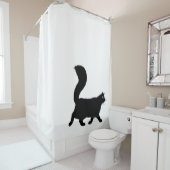 Walking Black Cat | Cool Kat nieuwigheid Douchegordijn (In situ)
