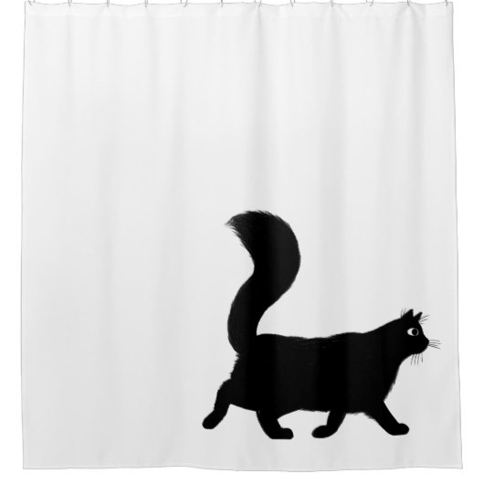 Walking Black Cat | Cool Kat nieuwigheid Douchegordijn (Voorkant)