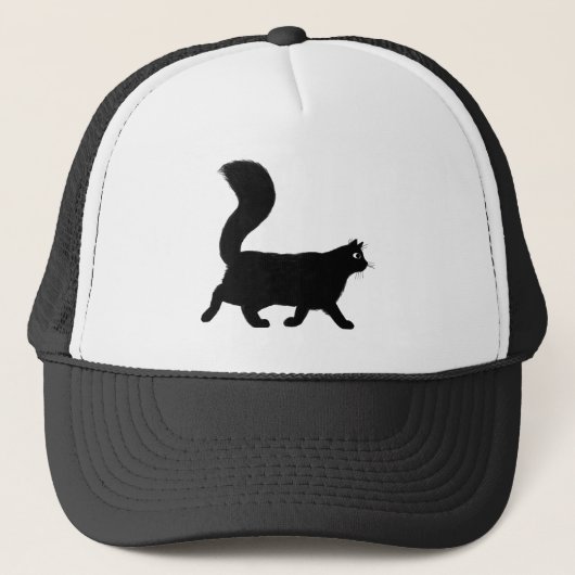 Walking Black Cat | Koel Kat met Fluffy Tail Trucker Pet (Voorkant)