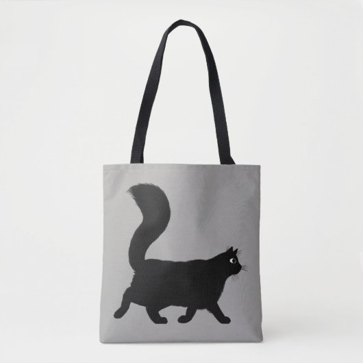 Walking Black Kitty Cat | Funky Feline Mode Tote Bag (Voorkant)