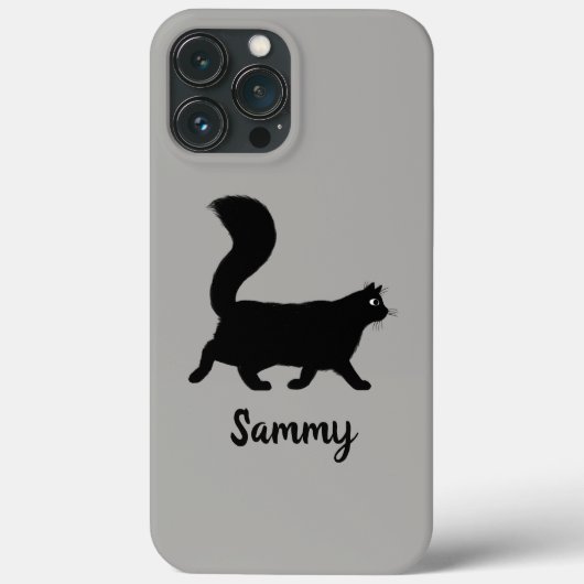 Walking Black Kitty Cat met aangepaste tekst Case-Mate iPhone Case (Achterkant)