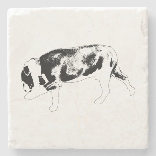 Walking Bulldog Silhouette with Textured Shading Stenen Onderzetter (Voorkant)