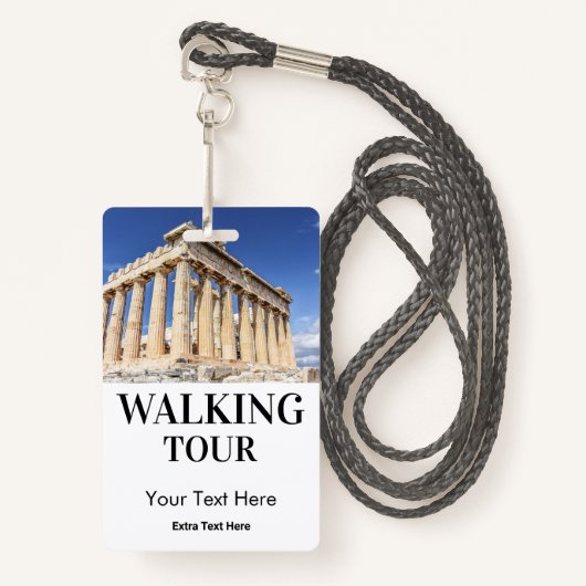 Walking City Tour Photo & Logo Badge (Voorkant met draagriem)