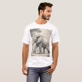 Walking Elephant Sketch – Natuur Art Style T-shirt (Voorkant volledig)