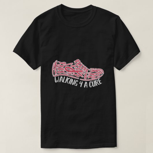 Walking For A Cute Pink Running Shoe Breast Cancer T-shirt (Design voorkant)