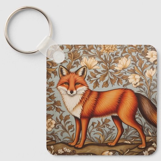 Walking Fox William Morris Inspired  Sleutelhanger (Voorkant)