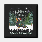 Walking In A Wiener Wonderland Dachshund  Magneet (Voorkant)