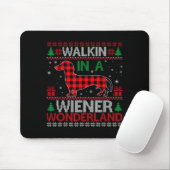 Walking In A Wiener Wonderland Funny Dachshund Chr Muismat (Met muis)