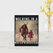 Walking In A Winter Wonderland Krampus Creepy Horr Kaart (Gele Bloem)