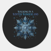 Walking In A Winter Wonderland Snowflake Christmas Ronde Sticker (Voorkant)