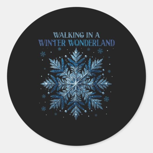 Walking In A Winter Wonderland Snowflake Christmas Ronde Sticker (Voorkant)