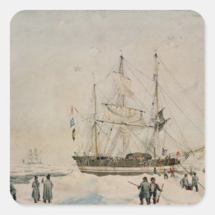 Walking in the Pack, Ross Expedition, 1842 Vierkante Sticker