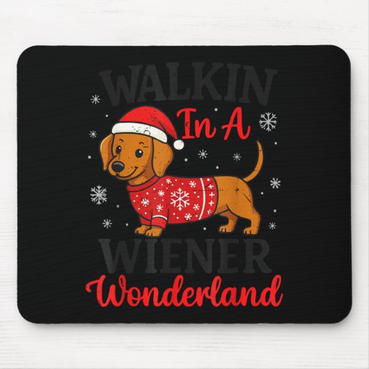 Walking In Weiner Wonderland Mini Dachshund Christ Muismat (Voorkant)