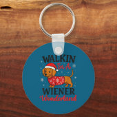 Walking In Weiner Wonderland Mini Dachshund Christ Sleutelhanger (Voorkant)