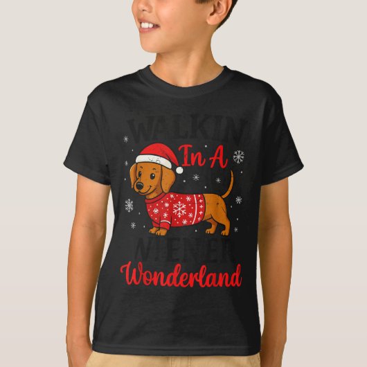 Walking In Weiner Wonderland Mini Dachshund Christ T-shirt (Voorkant)