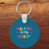 Walking Is My Therapy Funny Walking Quote Men Wome Sleutelhanger (Voorkant)